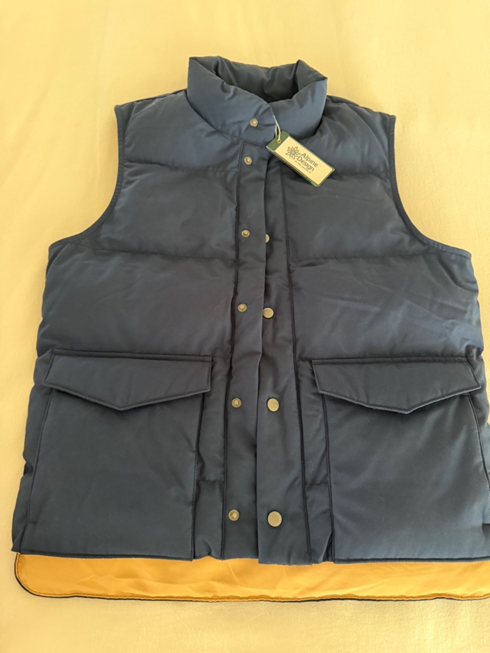Alpine Design Dark Blue Insulated Puffer Vest with Snap Pockets